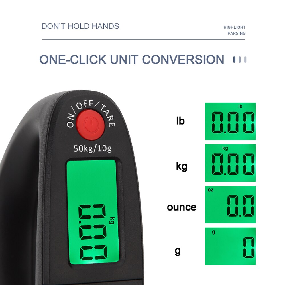 4 Type Electronic Portable Scale Digital Hand Held 50Kg 10g Mini High Accuracy LCD Digital Display Luggage Scale with Backlight