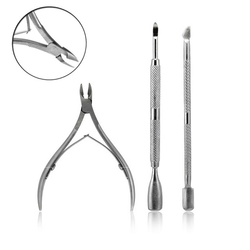 Herramienta para decoración de uñas, empujador de cutículas, pinza clíper, herramienta de acero para manicura, producto para eliminar la piel muerta, tijeras, cortador, cortauñas