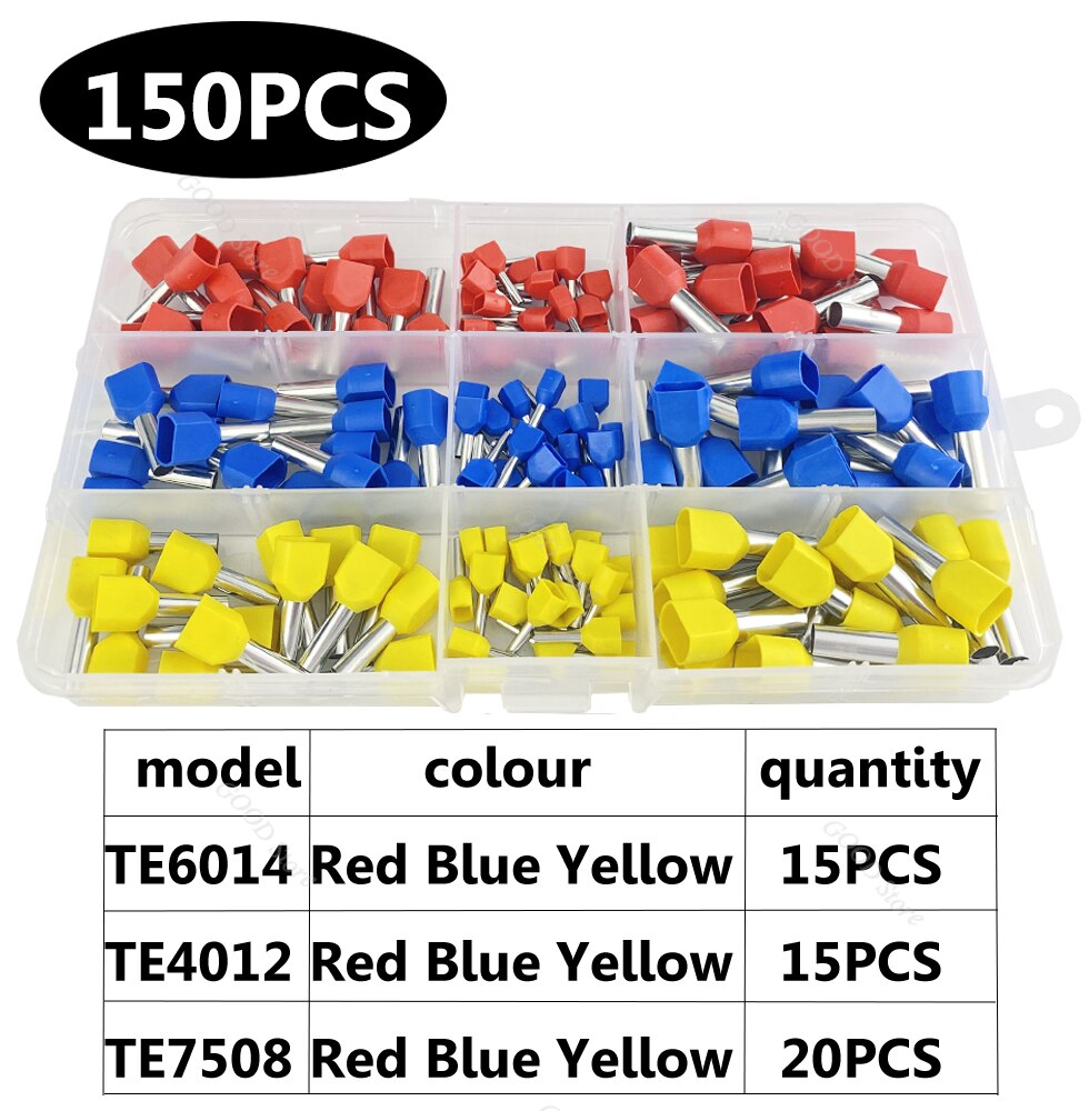 150/750PCS Wire Connector Terminator Crimp Terminal Connector Conector Eletrico Terminais Tubular Terminale Cable Terminales Set: TE 150pcs
