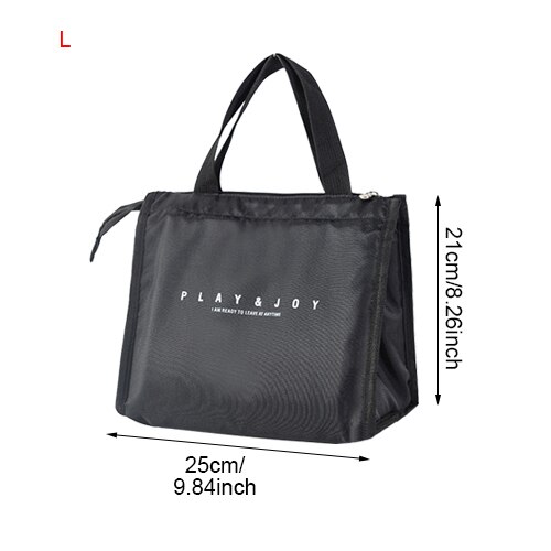 Bolsa térmica negra para almuerzo familiar, bolsa de aislamiento térmico Bento para escuela, Picnic, bolsa para comida de viaje, organizador de frutas, suministros de accesorios: Black L Lunch Bag