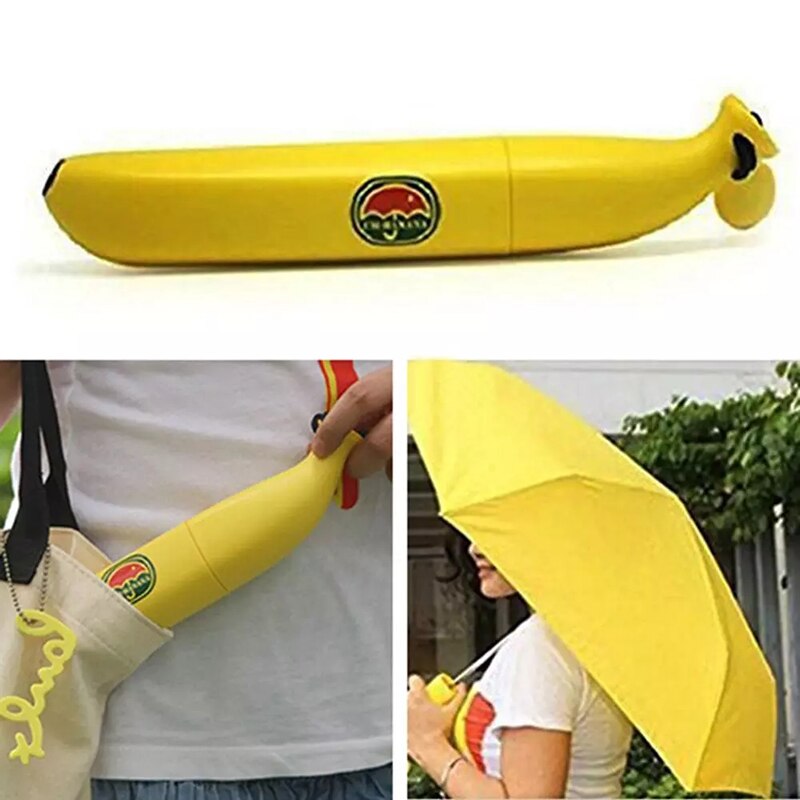 Kinderen Banana Paraplu Kids Vouwen Winddicht Anti-Uv Regen Zon Mini Paraplu Novelty Kids Met Banaan Vorm Doos