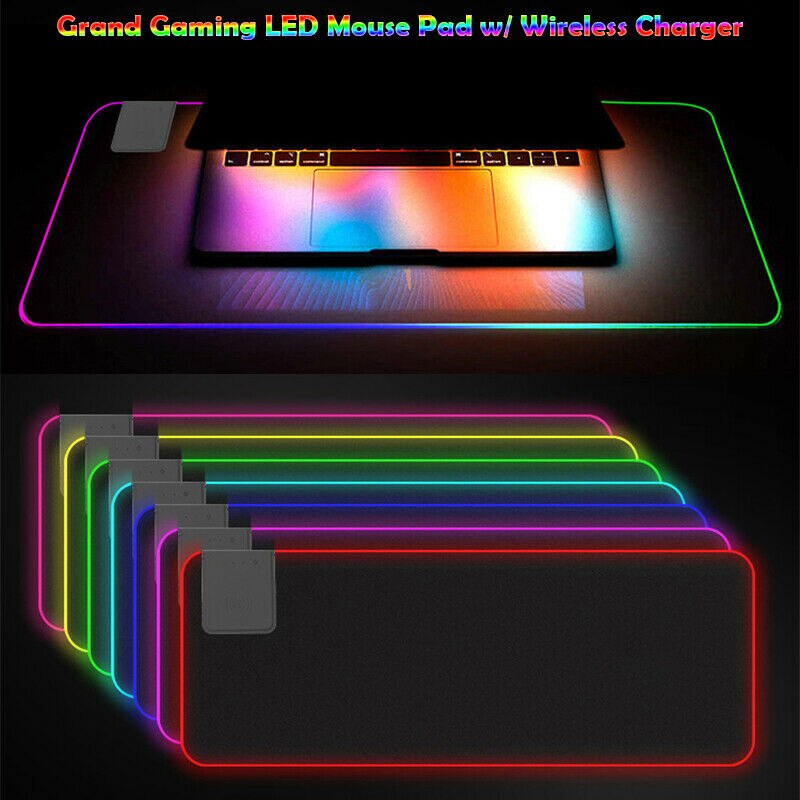 Wireless Charger RGB Luminous Oversized Desktop LED Waterproof Gaming Keyboard Mouse Pad Laptop Accessories