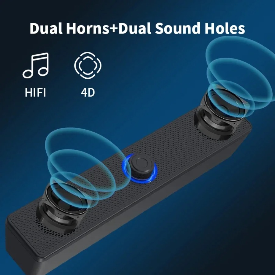 Trådløs bluetooth og pc-soundbar med kabel, usb-drevet soundbar til tv, pc, bærbar computer, gaming, hjemmebiograf, surroundlydsystem