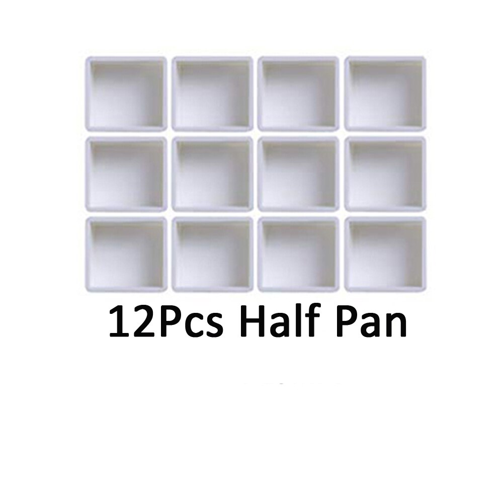 Empty Full/Half Pan White Plastic Paint Watercolor Grid Half Pans Artists Palette Paints Box Art Supplies: Half Pan 2ml 12pcs