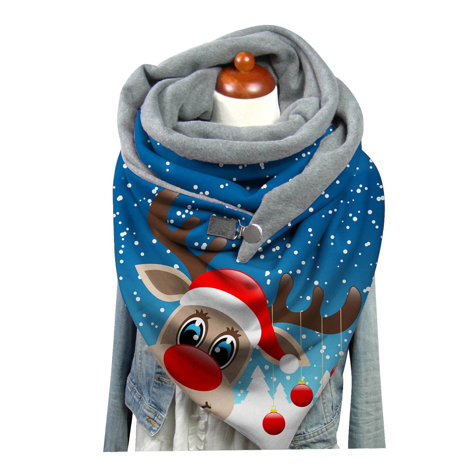 Christmas Deer Print Button Scarves Winter Women Soft Wrap Warm Shawls Winter Windproof Warm Scarf echarpe hiver femme