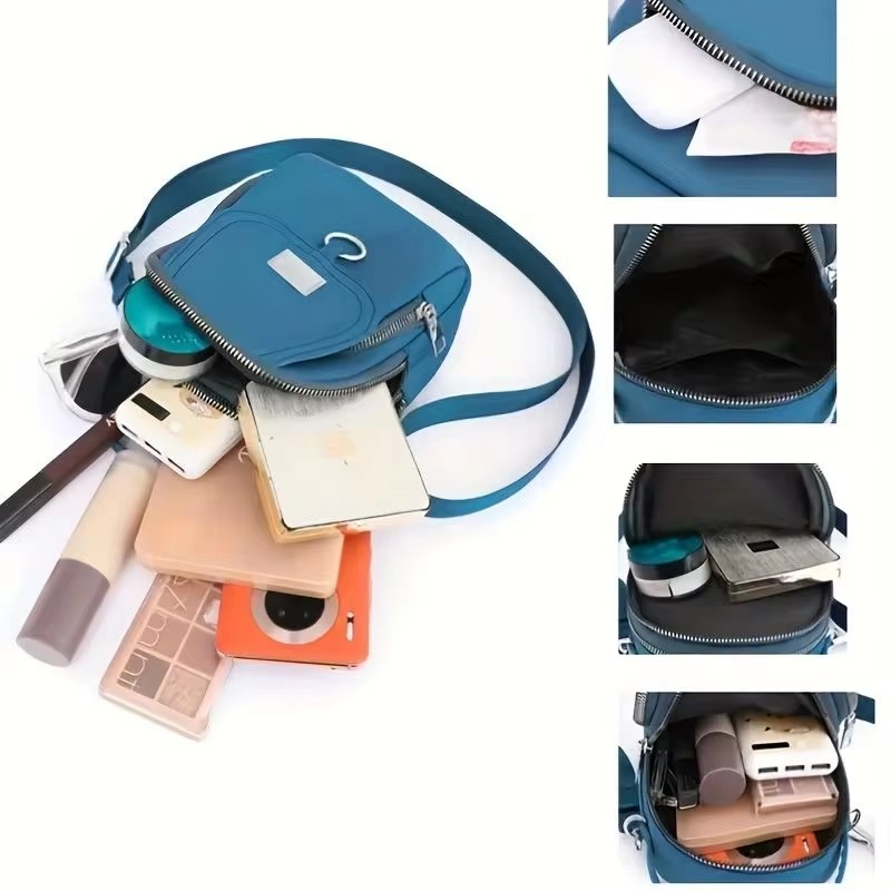 1pc dame casual messenger taske, ensfarvet multifunktionel pung, flerlags letvægts oxford håndtaske, velegnet til at gå ud