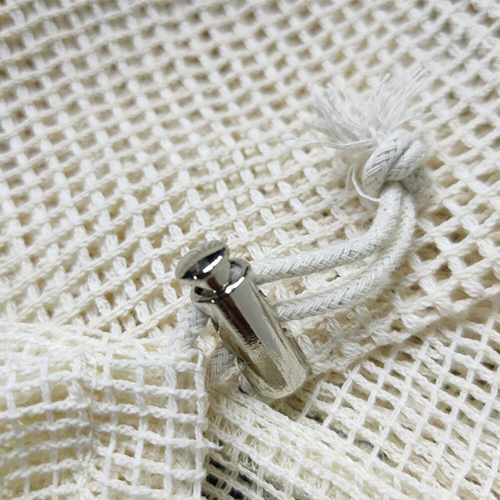 5 stuks afvalvrije boodschappentassen van biologisch katoen met trekkoord, wasbaar, herbruikbaar, voor grote hoeveelheden, 43 x 30cm mesh