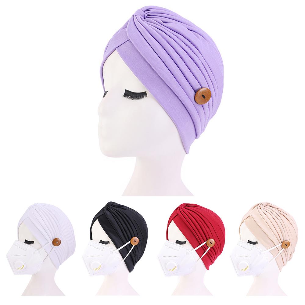 Mask Cap Women Knit Cap Beanies Mask Beanie Female Outdoor Hair Accessories Breathable Elastic Turban Knot Beanie