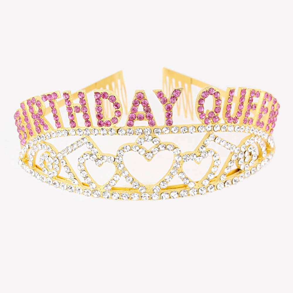 Crystal Rhinestone Birthday Queen Crown Tiara Headband for Women Girls 30th 40th 50th 60th Birthday Party Decoration Cake Topper