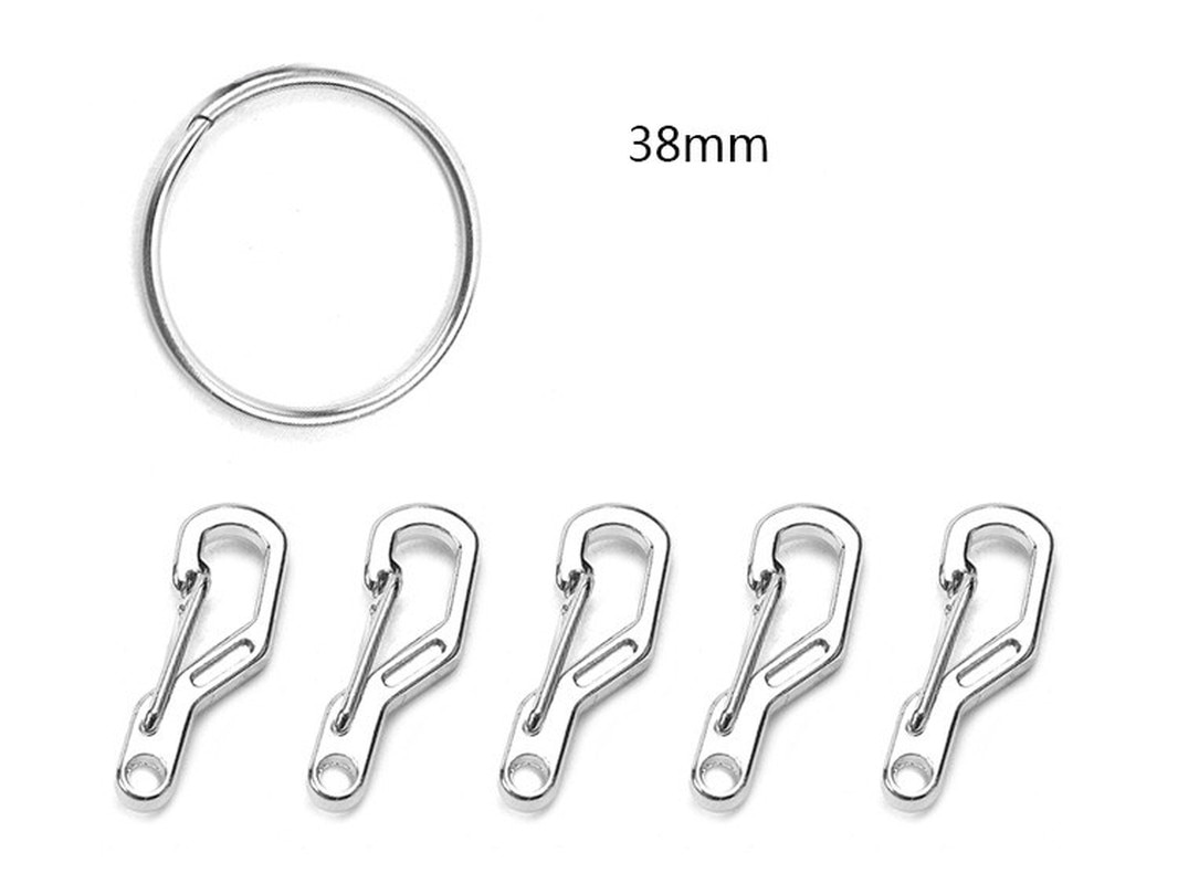 Mini 1pc snabbkoppling nyckelring med 5 st tec legering fjäder krok nyckelring set utomhus hängande spänne karbinhake nyckelring nyckelring