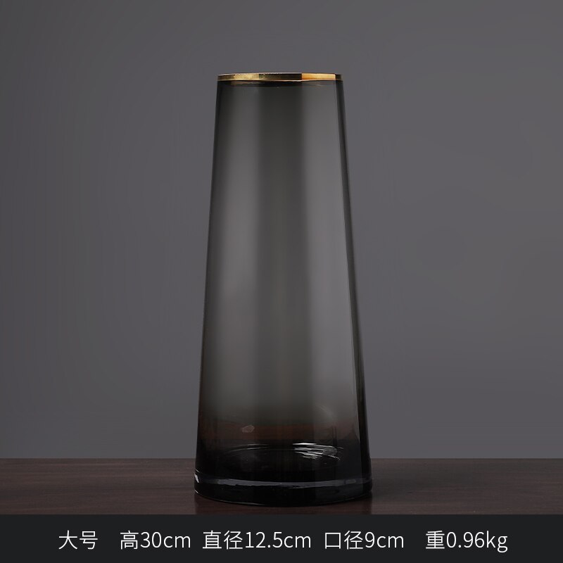 Simple Style Golden Circle Transparent Glass Vase Living Room Decoration Water Flower Glass Bottle Garden Decoration