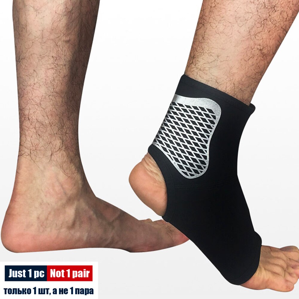 SPOSAFE 1Pc Sports Ankle Support Football Basketball Badminton Sport Protection Bandage Elastic Ankle Sprain Brace Guard Protect: Black-1 Piece / S
