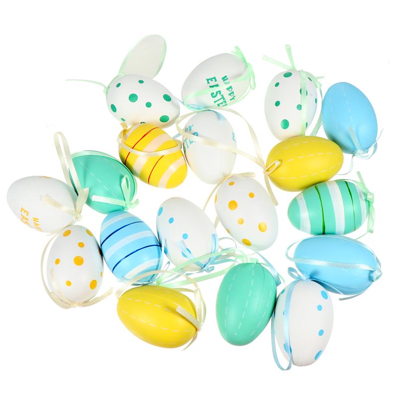 18 stücke Kreative DIY Ostern Ei Dekorative Kunststoff Ei Anhänger Party Dekorationen