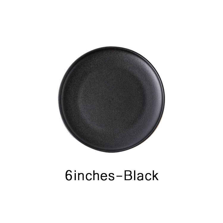 Phnom Penh Ceramic Plate Western Steak Plate Dishes and Plates Sets Black Matte Scratch-resistant Pendulum Fruit Plate Dish: Black-6inches