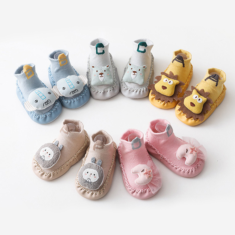 Cartoon Dieren Baby Sokken Non-Slip Rubber Zolen Pasgeboren Vloer Sokken Lente Zomer Zachte Katoen Kinderen Jongen Meisje Sokken schoenen