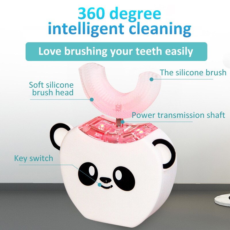 U Type Children Electric Toothbrush Kids Automatic Ultrasonic Toothbrush Child 360 Degrees Whitening Power Cleaning Tool Brush