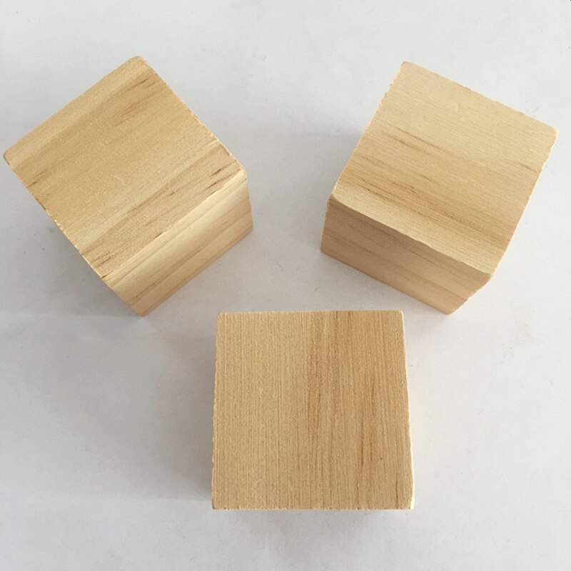 Bloques cuadrados de madera maciza para niños, juguetes educativos para edades tempranas, bloques de ensamblaje, adorno para manualidades, artesanía en madera