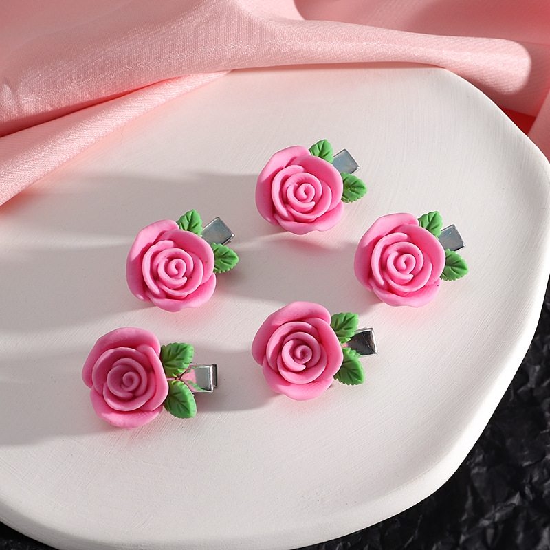 Épingle à cheveux rose douce pour fille, série mignonne, nœud, pêche, camélia, cœur, bord, accessoires pour cheveux, coiffure: Argent