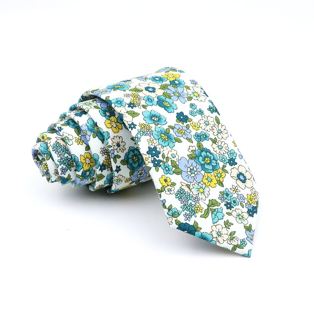 Cravate slim en coton pour hommes, , décontracté, pour costume de mariage, rose, bleu, jaune, imprimé Floral,: 15