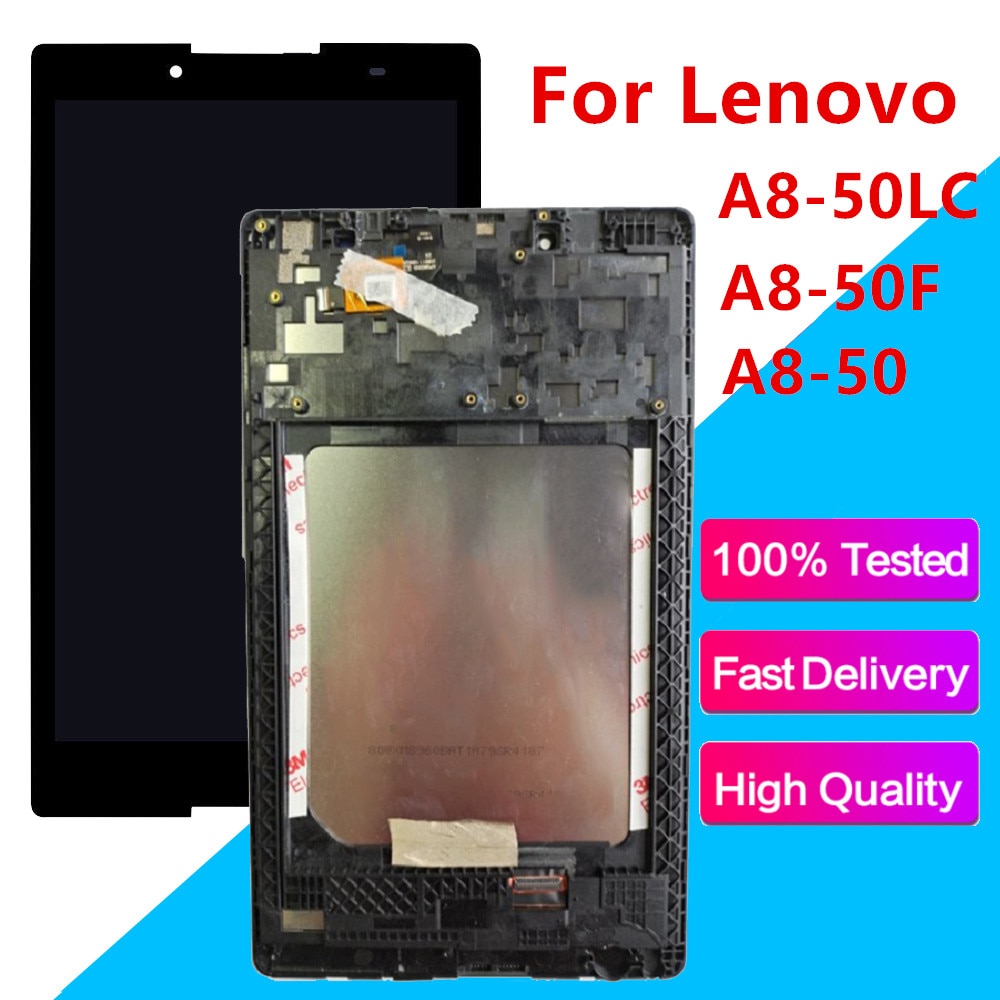 100% Getest Voor Lenovo Tab 2 A8-50 A8-50F A8-50LC Lcd-scherm En Touch Screen Digitizer Sensoren Volledige Vergadering Met Frame panel