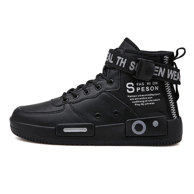 Nouvelle Chaussures de Skate Chaussures montantes homme Décontracté Chaussures De Sport Confortable Chaussures Pour Hommes Chaussures De Sport Baskets: black / 39