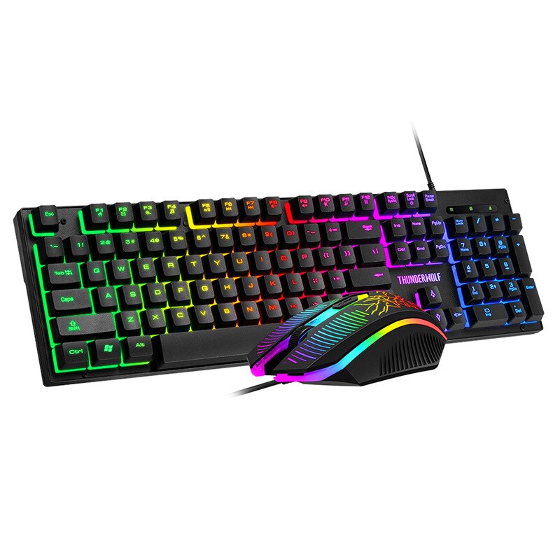 Tf400 Lichtgevende Spel Set Toetsenbord Muis 2400Dpi Muis Ergonomie Rgb Toetsenbord Muis Headset Muismat Vier Delige Set Voor computer