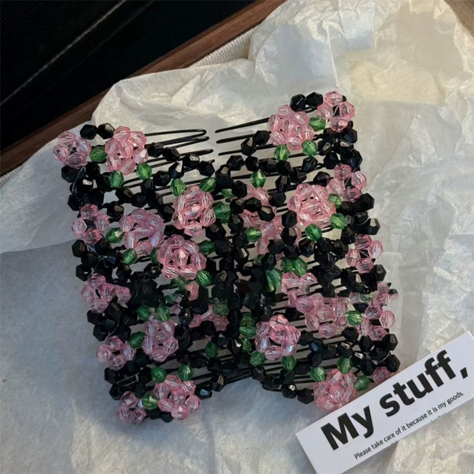 Women Magic Elastic Hair Comb 2 Row Magic Easy Stretching Hair Comb for Birthday Stage Party Hairstyle