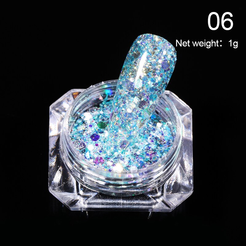 Or Rose 3D hexagone ongles paillettes flocons Nail Art paillettes poudre paillettes scintillantes vernis manucure décorations ongles accessoires: 18