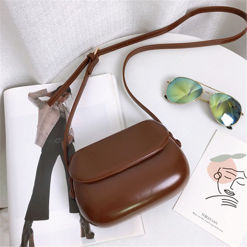 Mode Vrouwen Messenger Bag Pu Lederen Kleine Shell Tas Vintage Schoudertas Dames Handtassen Luxe Purse Crossbody Tassen: brown