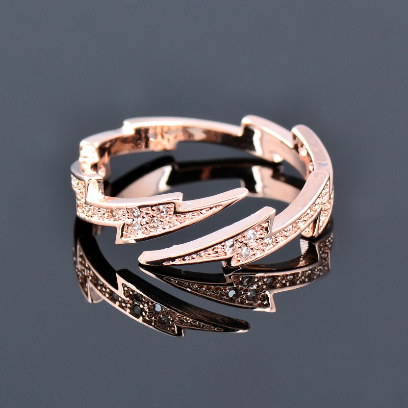 SINLEERY Einzigartige Blitz Ringe Für Frauen Einstellbare Größe blendend Zirkonia Rose Gold Farbe Schmuck Jz460 SSH: Rose Gold plattiert