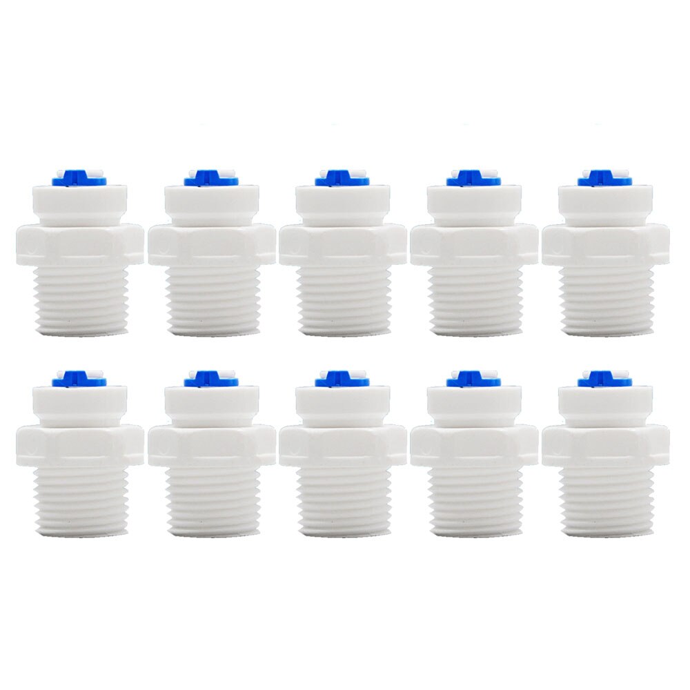 Conector rápido ROSCADO MACHO BSP de 1/4 &quot;OD Tube -1/2&quot;, tubo recto de agua RO, BSP, sin problemas de conector de tuerca, 10 Uds.