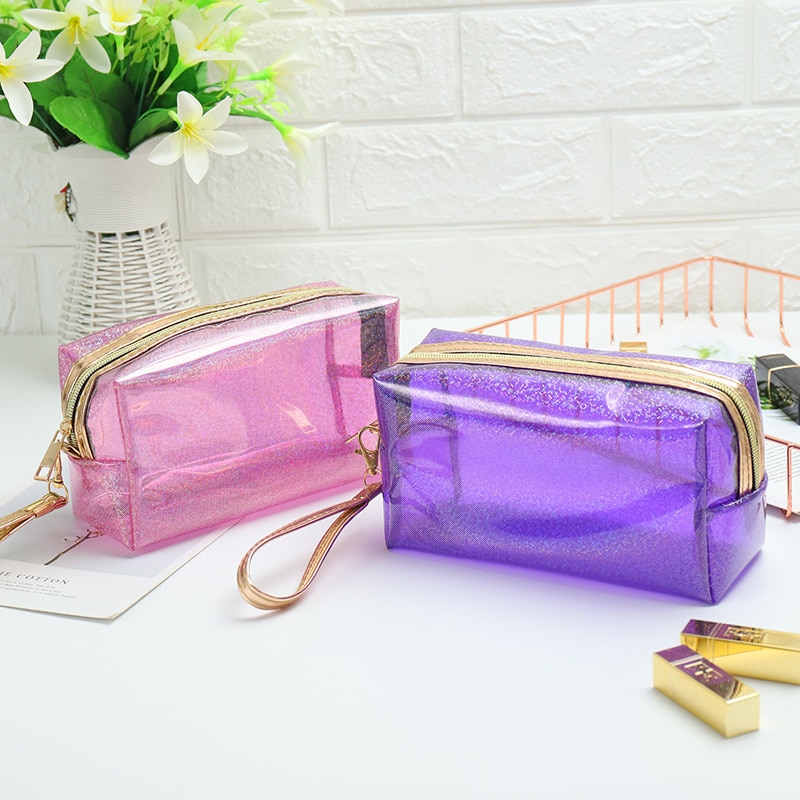 Wash Bag PVC Portable Lady cosmetics Cute Transparent Cosmetic Bag Cute Makeup Bag Summer Women
