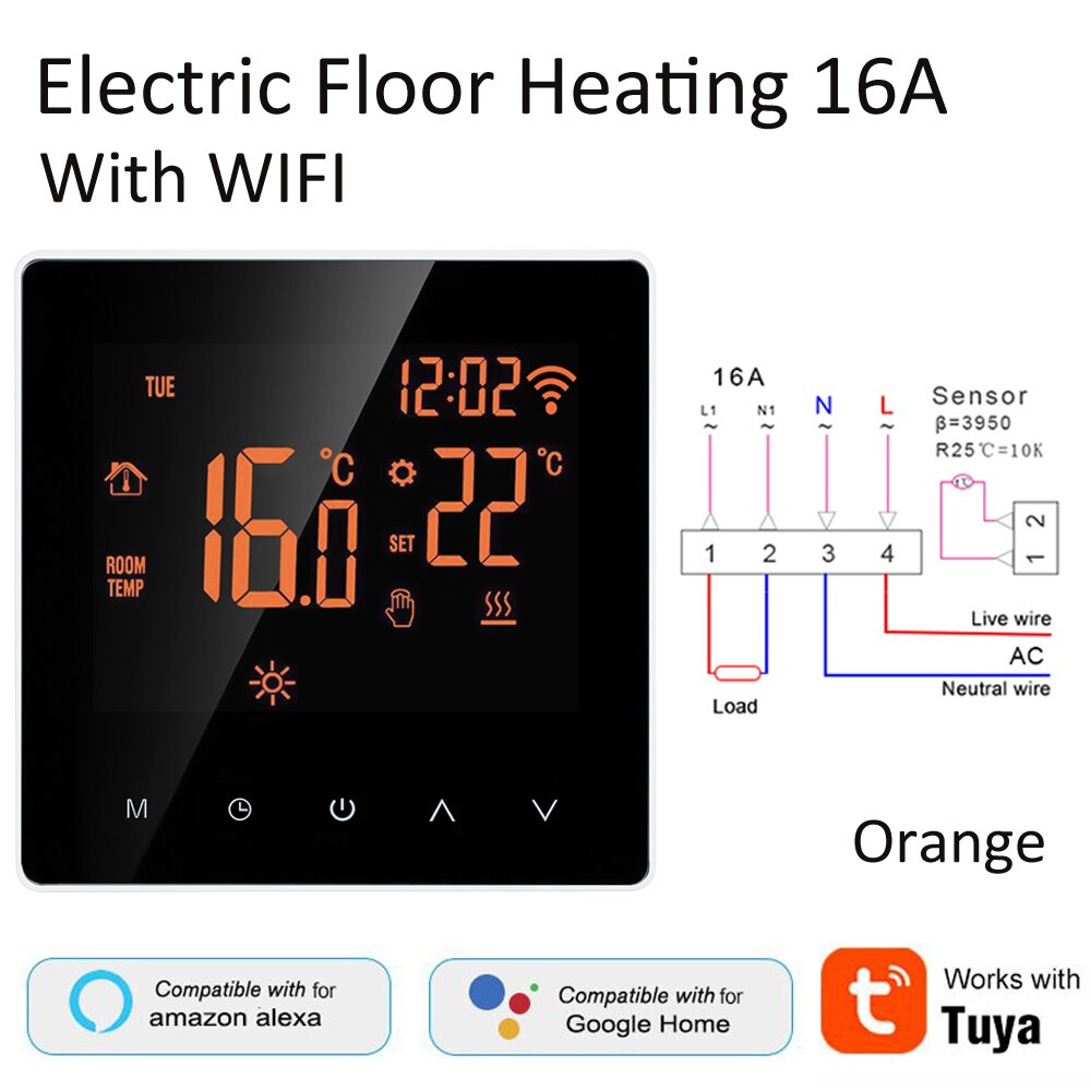 Termostato WiFi Hduacuge A Touch Screen | Controllo Vocale Con Alexa Google Home | Caldaia A Gas | Programmabile E Regolabile Da App