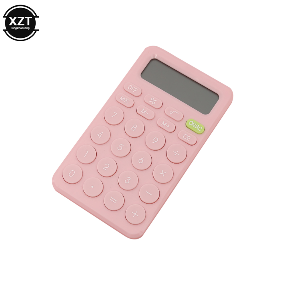 Mini calculadora de escritorio de 8 dígitos, herramienta de contabilidad comercial financiera con botón grande, adecuada para estudiantes de escuela, suministros para pequeñas empresas: Rosa