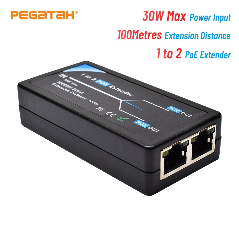 2 Port POE Extender port transmission extender IEEE802.3af max extend 120m transmission poe extender transmission for ip camera