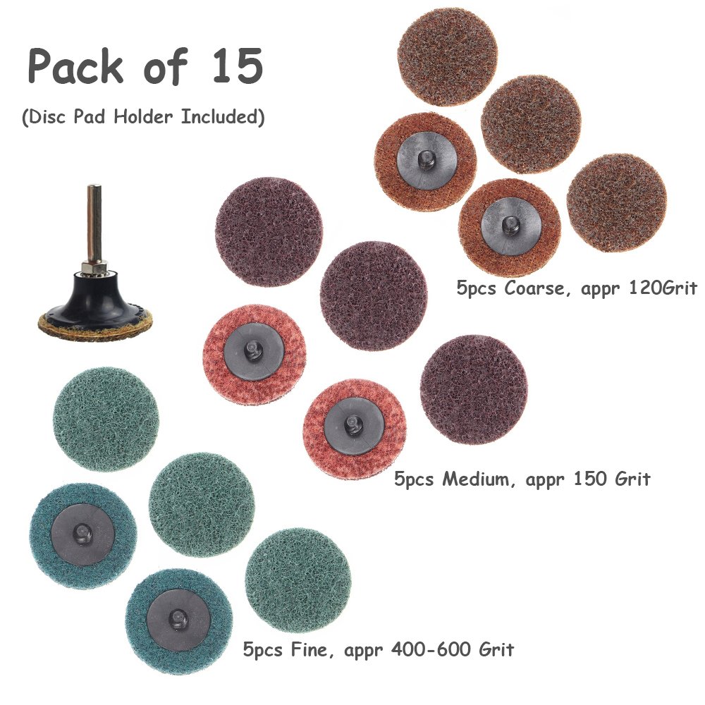2 Inch Quick Change Discs Surface Conditioning Sanding Discs for Surface Grind Polish Finish Burr Rust Paint Removal: 16 Pcs Set