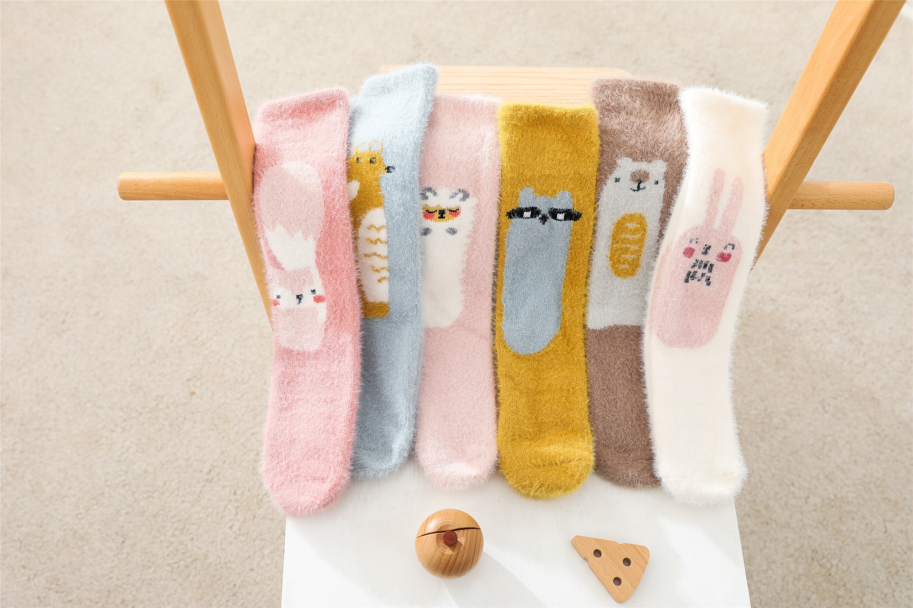 5 Kleuren Peuter Baby Meisjes Jongens Hoge Knie Kous Fuzzy Cartoon Animal Print Lange Kousen