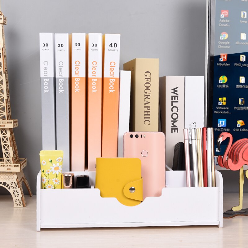 Quadruple Document Holder Multifunctional File Box with Pen Office Supplies Folder Book Stand Desktop Storage Information Rack