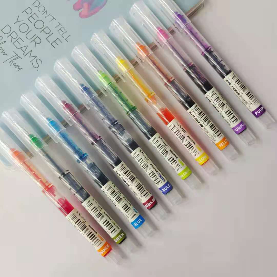 Bolígrafo de Gel líquido recto de 10 colores, bolígrafos de Gel coloridos de gran capacidad de secado rápido, bolígrafos Rollerball de 0,5mm, papelería para escuela y oficina