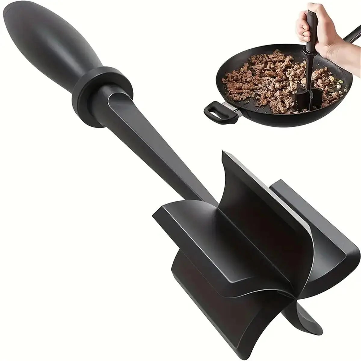 Meat Chopper, Meat Shredder, Heat Resistant Suitable For Hamburger Meat Ground Beef Smasher Kitchen Tools: black