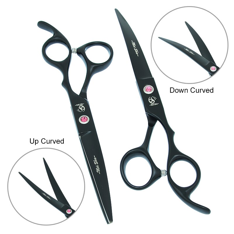 7" Japan 440C Dog Shears Pet Grooming Scissors Straight Curved Cutting Thinning Tijeras Animal Hair Trimmers B0032A
