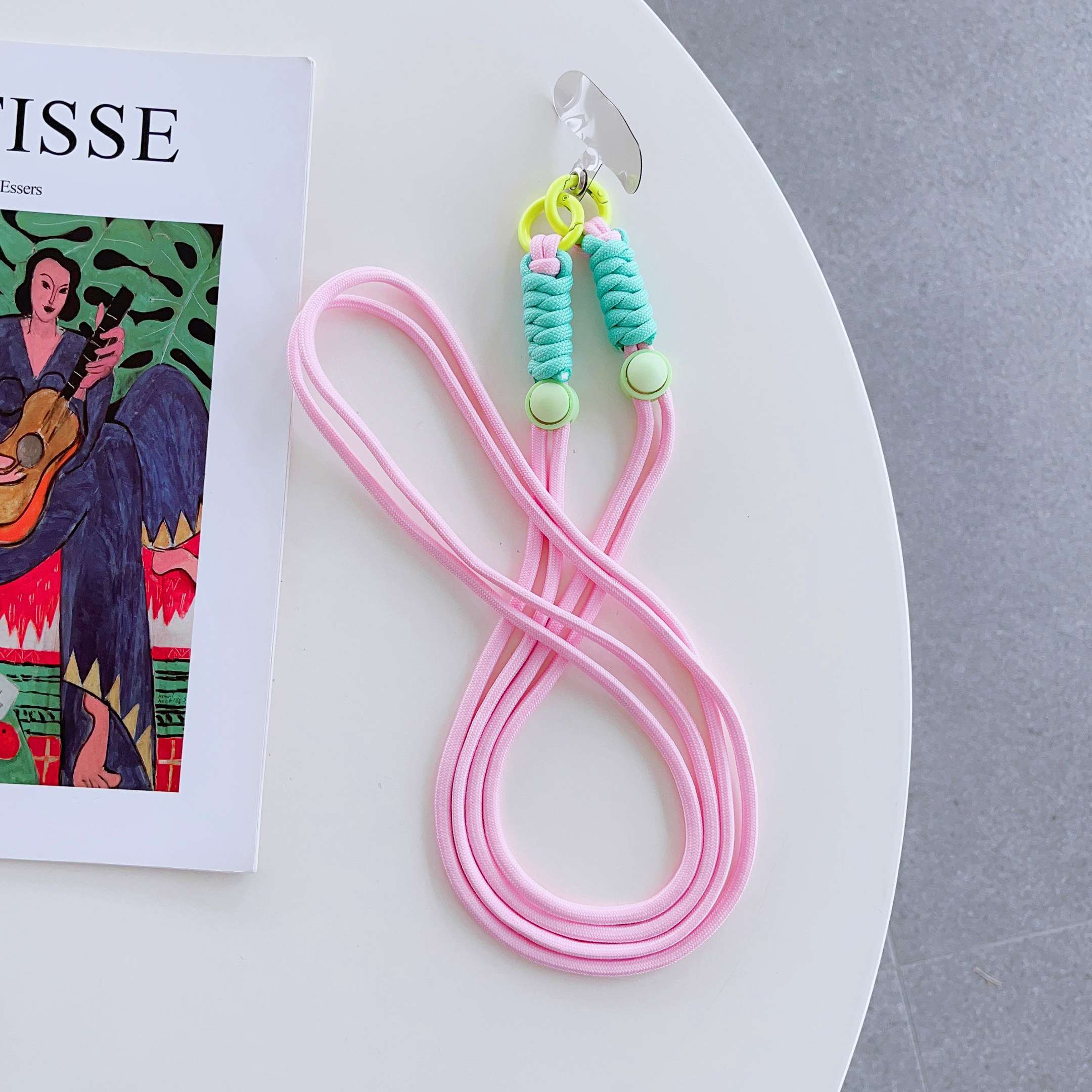 Cordón para teléfono móvil, cuerda cruzada para teléfono móvil, cuerda cruzada para bolso de mujer, cuerda antipérdida multiusos, nueva: Rojo rosado