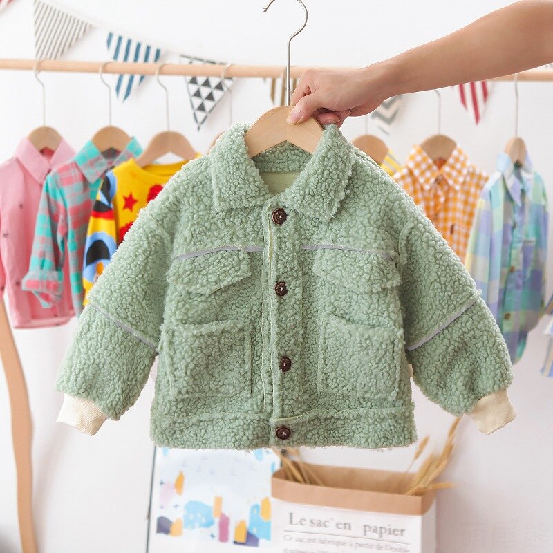 Winter Baby Jungen Dicken Plüsch Vlies Revers Kragen Langarm lässig Jacken freundlicher freundlicher Warme Oberbekleidung Mäntel Casaco