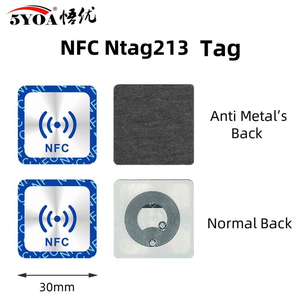 6 stk / lot nfc tags klistermærker nfc 213 anti metal rfid metallisk klæbemærkat klistermærke universal lable nfc 213 tag til alle nfc telefoner