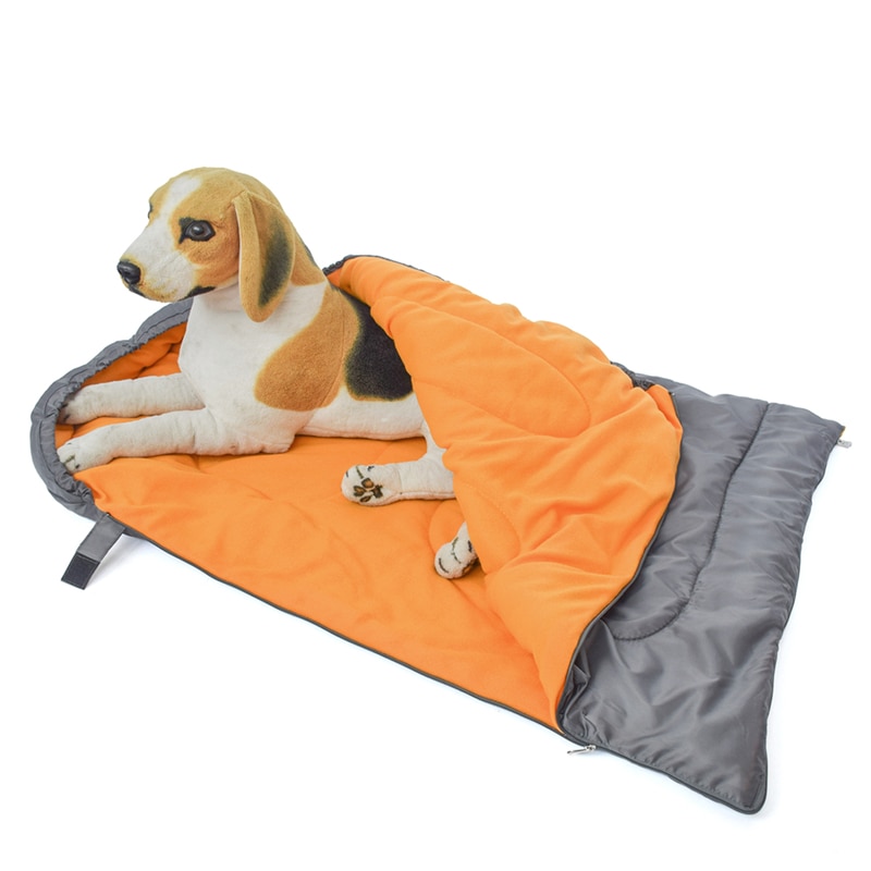 Saco de dormir para perros pequeños y grandes, estera de cama para acampar al aire libre, manta suave, cojín de tejido polar, colchón con bolsa de almacenamiento