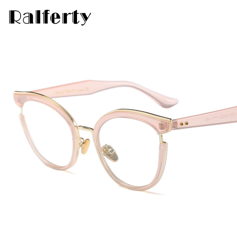 Ralferty Ladies Cat Eye Glasses Vintage Black Optical Eyeglasses Frames Women Eyewear Frame oculos de grau gafas F97551