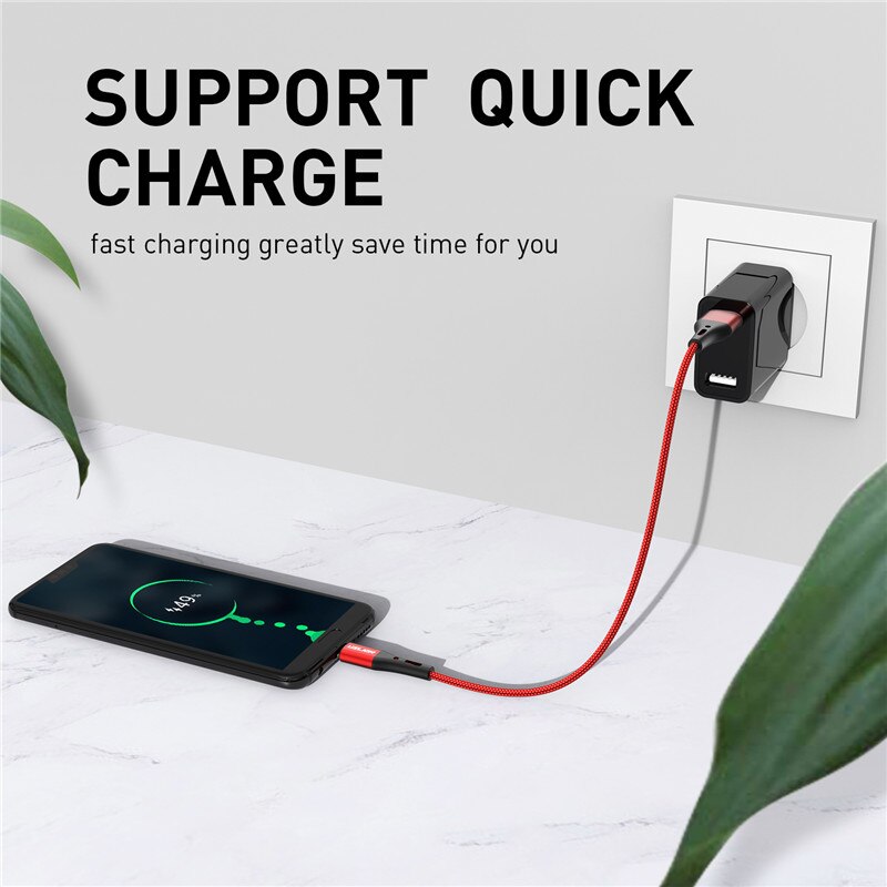 USLION 2m 3m Mikro USB Kabel 3A Schnelle Ladung Daten Kabel für Xiaomi Samsung S7 Android praktisch Mikro Ladegerät Datenkabel