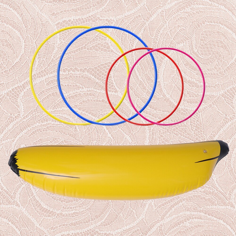 5Pcs Thicken Pvc Banaan Ring Toss Opblaasbare Vruchten Grappige Opblaasbare (1Pc Banaan, 4 Stuks Ringen)