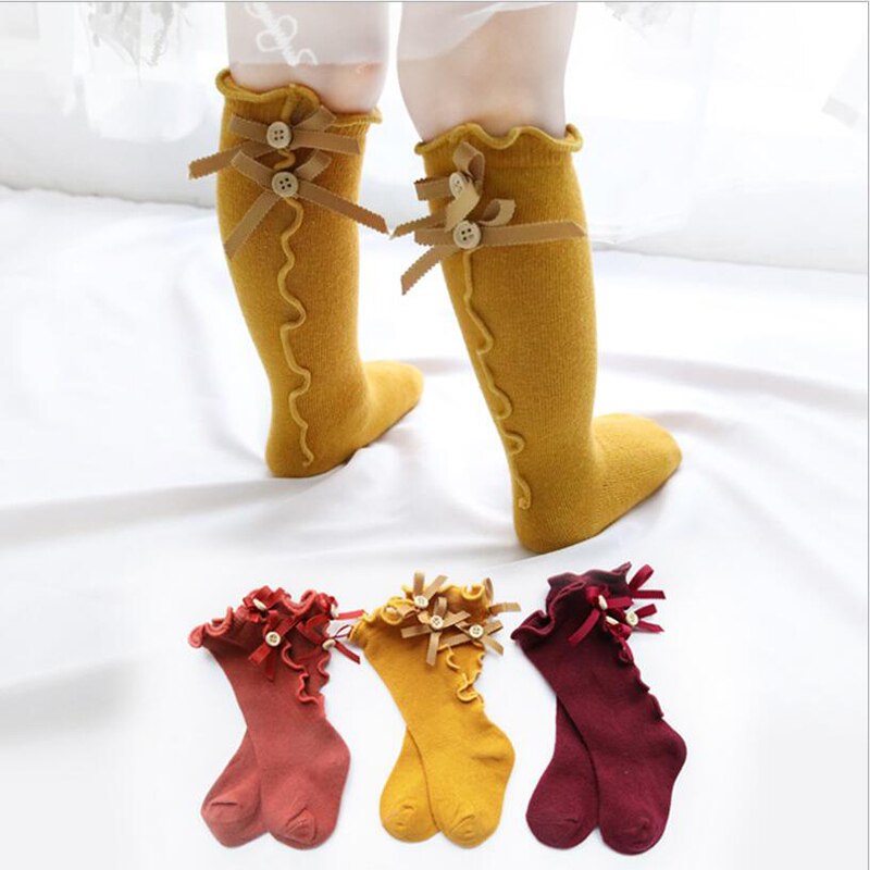 Engel baby baby meisjes kind sokken lint strik katoen zacht halve meisjes kniekous baby peuter prinses mooie kniekousen kinderen