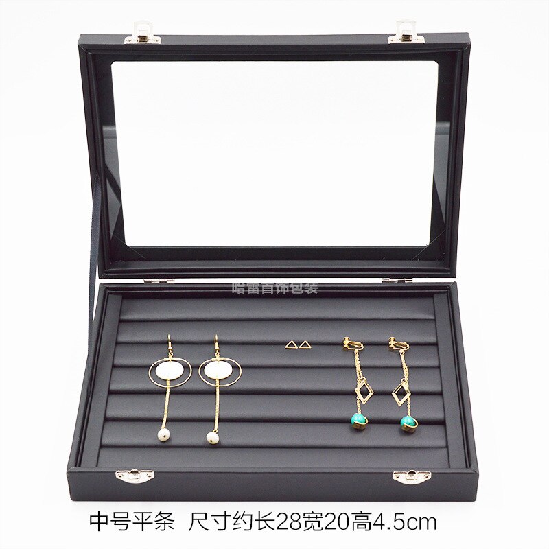 Jewelry Display Box Tray - 28x20x4.5cm - Leather Organizer for Rings, Earrings, Bracelets